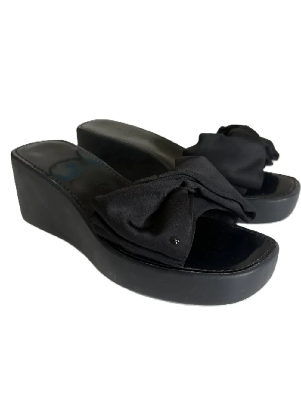 Kate Spade Black Bow Platform Wedge Sandals Size 8.5